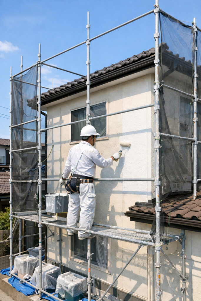 守山区で外壁塗装業者が行っている外壁塗装工事の作業イメージ